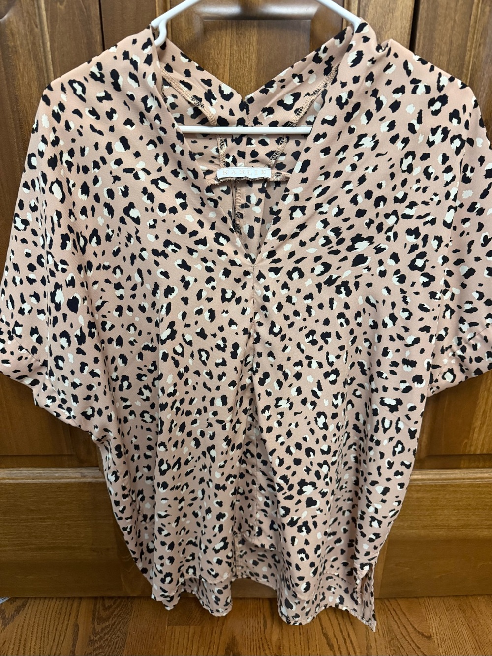 Karlie Blush Animal-Print V-Neck Blouse